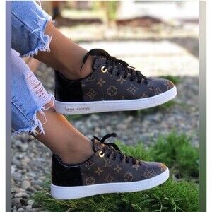 Louis Vuitton Frontrow Sneakers Brown Monogram Low Top Lace Up Shoes EU 37 US 7